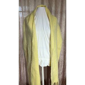 Abercrombie & Fitch Yellow Wool Blend Scarf With Fringe Fuzzy Soft Cozy One Size